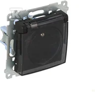 Gniazdka elektryczne - SIMON54 Gniazdo wtyczkowe do wersji IP44 bez uszczelki (moduł) 16A, 250V~, zaciski śrubowe, klapka transparentna; czarny *Wymagana uszczelka ramki - miniaturka - grafika 1
