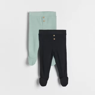 Spodnie i spodenki dla chłopców - Reserved Bawełniane spodnie 2 pack - Zielony - grafika 1