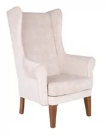 Taborety i hokery - Fotel Uszak - 24 h, beżowy, klasyczny, elegancki, wygodny, tapicerowany, do salonu - miniaturka - grafika 1