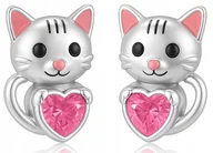 Biżuteria dla dzieci - Srebrne kolczyki dla dziewczynki dzieci kotki sztyfty wkrętki srebro 925 - miniaturka - grafika 1