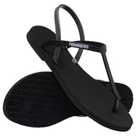 Sandały damskie - Havaianas Sandały damskie Paraty płaskie, Czarny - miniaturka - grafika 1