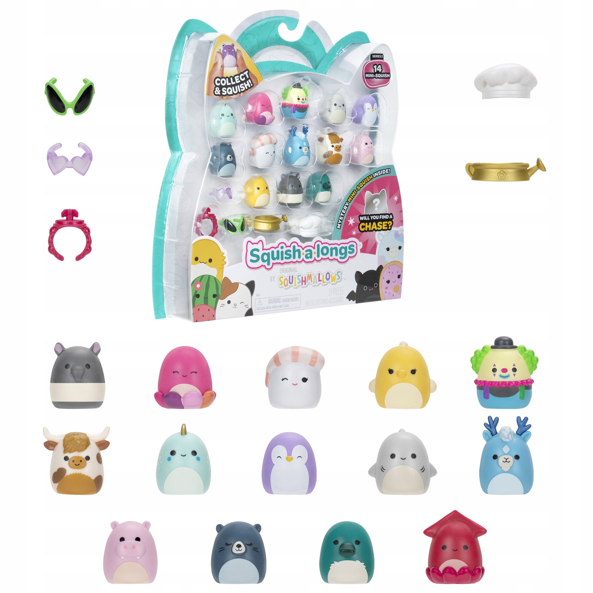 SQUISHMALLOWS Zestaw Figurek SQUISH A LONGS Figurka Niespodzianka 14pak s2
