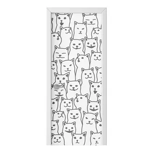 Naklejka na drzwi HOMEPRINT Wzór białych kotów 75x205 cm - Naklejki na ścianę - miniaturka - grafika 1