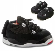 Kapcie damskie - Kapcie Pluszowe czarne inspirowane nike jordan 4 r. 35-44 - miniaturka - grafika 1