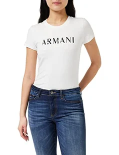 Armani Exchange Koszulka damska Sustainable, Slim Fit, Bold and Italics z nadrukiem logo, biała, S, biały, S - Koszulki i topy damskie - miniaturka - grafika 1