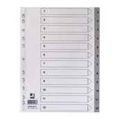 Przekładki do segregatorów - Q-Connect, Przekładki A4 1-12 11 dziurek 225x297mm kf01826, Szary - miniaturka - grafika 1