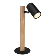 Lampy stojące - Globo Herti 57913T lampa stołowa lampka 1x5W GU10 LED czarna/drewniana - miniaturka - grafika 1