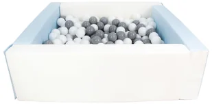 Kwadratowy suchy basen z ekoskóry z 300 piłeczkami (biały, niebieski (pastel)/biały, szary) - Suche baseny - miniaturka - grafika 1