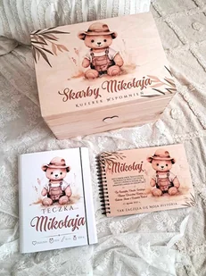 ZESTAW MIŚ W KAPELUSZU z dedykacją, prezent na Chrzest, roczek, narodziny - Pamiątka Chrztu Świętego - miniaturka - grafika 1