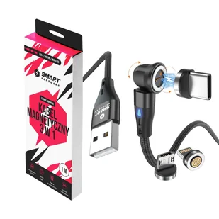 SMART HARDWARE KABEL MAGNETYCZNY 3W1 3A 1M CZARNY - Kable USB - miniaturka - grafika 1