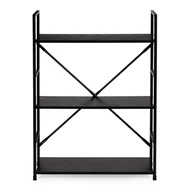 Półki do salonu - Regał Drewniany Metalowa Rama Szeroki Loft 3 Półki - miniaturka - grafika 1
