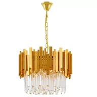 Lampy sufitowe - KLASYCZNY ŻYRANDOL KRYSZTAŁOWY ZŁOTY FERA D40 - miniaturka - grafika 1
