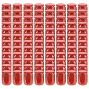 Pojemniki kuchenne - vidaXL vidaXL Szklane słoiki na dżem, czerwone pokrywki, 96 szt., 230 ml - miniaturka - grafika 1