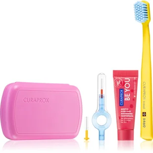 Curaprox zestaw turystyczny TRAVEL SET NEW z pastą Be You o smaku arbuzowym (kolor różowy) - Pasty do zębów - miniaturka - grafika 1