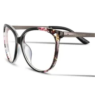 Okulary korekcyjne, oprawki, szkła - Okulary Kocie Oczy Korekcyjne z Antyrefleksem Zerówki POL-BLF-747K - miniaturka - grafika 1