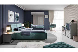 Stolik nocny z dwiema szufladami Bellagio 22 - szary mat / lustro - Szafki nocne Stolik nocny z dwiema szufladami Bellagio 22 - szary mat / lustro - Szafki nocne - miniaturka - grafika 3