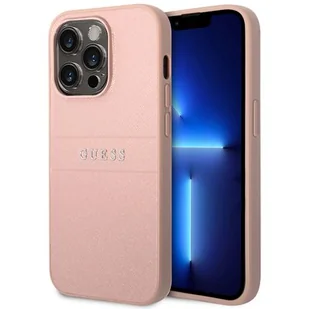 Etui Guess Saffiano Stripes do Apple iPhone 14 Pro Różowy - Etui i futerały do telefonów - miniaturka - grafika 1