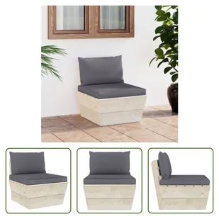 The Living Store Sofa ogrodowa z palet z poduszkami Impregnowane drewno świerkowe - Sofy ogrodowe - miniaturka - grafika 1