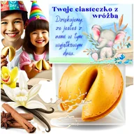 Desery dla dzieci - Ciasteczko z Wróżbą "Blue kids" + Winietka Urodziny Roczek Baby Shower 1szt - miniaturka - grafika 1