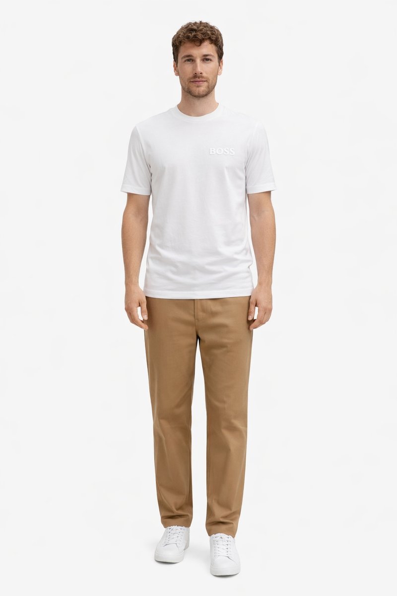 BOSS BIAŁY BAWEŁNIANY T SHIRT MĘSKI Z OKRĄGŁYM DEKOLTEM XL 1I3A