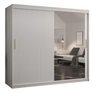 Szafy - Szafa przesuwna ryflowana z drążkami do przedpokoju Riflo Slim 2 200 czarna biała - miniaturka - grafika 1