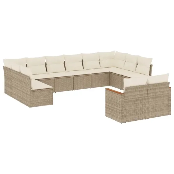 Zestaw mebli ogrodowych modułowych beżowy, rattan PE, 62 x 62 x 69 cm