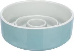 Trixie Slow Feeding, miska ceramiczna, dla psa/kota, szaro/niebieska, 1,1 l/ 17 cm, spowalniająca jedzenie - Miski dla psów - miniaturka - grafika 1