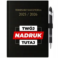 Kalendarze - KALENDARZ 25/26 CZARNY PREZENT DLA NAUCZYCIELA UCHWYT DŁUGOPIS TWÓJ NADRUK - miniaturka - grafika 1