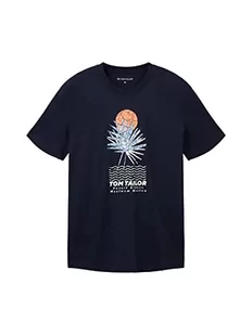 TOM TAILOR T-shirt męski z letnim nadrukiem, 10668 - Sky Captain Blue, L - Koszulki męskie - miniaturka - grafika 1