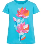 Bluzki dla dziewczynek - T-shirt z krótkim rękawem dla dziewczynki, z motywem kwiatowym, niebieski 9-13 lat - miniaturka - grafika 1
