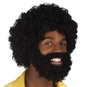 Dodatki do strojów karnawałowych - Boland Peruka party "Afro, broda, wąsy", czarna - miniaturka - grafika 1
