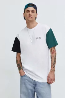 Koszulki męskie - Vans t-shirt bawełniany męski kolor biały wzorzysty - grafika 1