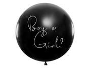 Balony i akcesoria - PartyDeco Balon "Gender Reval - Dziewczynka", czarny, 1m, BG36-2-D - miniaturka - grafika 1