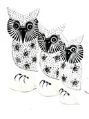 Figurki dekoracyjne - Jakarta, Sowa Drewniana Figurka Dekoracyjna Sówka Ozdoba Wnętrz, 3 szt. - miniaturka - grafika 1