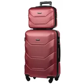 Walizki - Zestaw Walizka Średnia + Kuferek z ABS-u (M+BC) Burgundowy - miniaturka - grafika 1