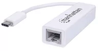 Adaptery i przejściówki - Manhattan Adapter USB USB-C LAN RJ45 Biały 507585 - miniaturka - grafika 1