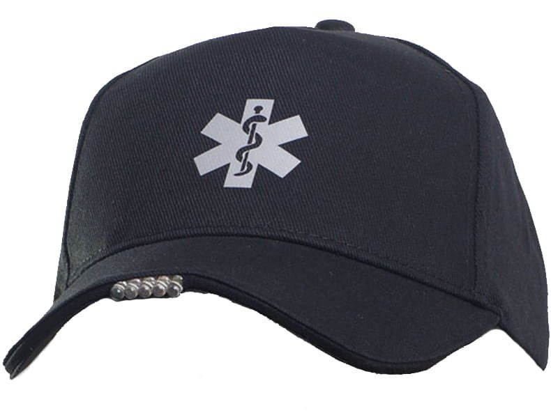 Czapka LED ESKULAP odblaskowa z latarką - czarna