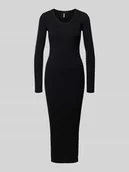 Sukienki - Sukienka z dzianiny o kroju podkreślającym sylwetkę z prążkowanej mieszanki wiskozy model ‘MIRA’ - miniaturka - grafika 1