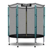 Trampoliny - Trampolina ogrodowa dla dzieci, siatka, 140 cm, Neo-Sport, czarny, niebieski - miniaturka - grafika 1