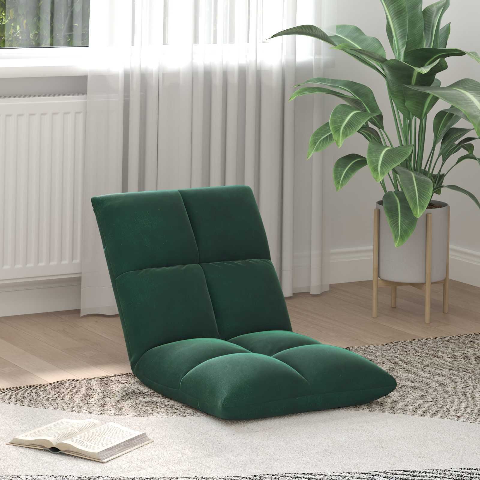 vidaXL vidaXL Krzesło na podłogę Ciemna zieleń 50 x 61 x 57 cm Aksamit