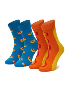 Skarpetki dla dzieci - Happy Socks Zestaw 2 par wysokich skarpet dziecięcych KHDO02-6700 Niebieski - grafika 1