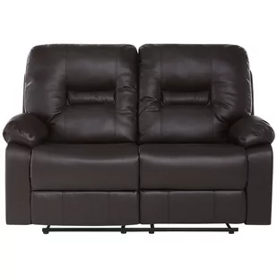 Beliani Sofa skóra ekologiczna dwuosobowa brązowa rozkładana BERGEN brązowy - Sofy i kanapy - miniaturka - grafika 1