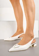 Sandały damskie - Białe Sandały Vices Bez Pięty ze Skórzaną Wkładką i Geometryczną Aplikacją Lilivira - miniaturka - grafika 1