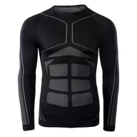 Koszulki sportowe męskie - Męska Bluzka termoaktywna HI-TEC BURAZ TOP 91744-BLK/GR - miniaturka - grafika 1