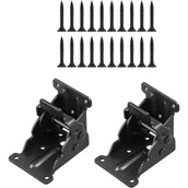 Zawiasy, okucia i inne akcesoria - 2 czarne zawiasy samoblokujące, niewidoczne zawiasy składane, składane wsporniki, zawiasy podtrzymujące stół i krzesła - miniaturka - grafika 1