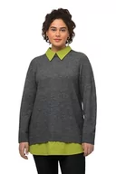 Swetry damskie - Ulla Popken Damski sweter z kołnierzem koszuli, asfaltowy, 42/44 - miniaturka - grafika 1