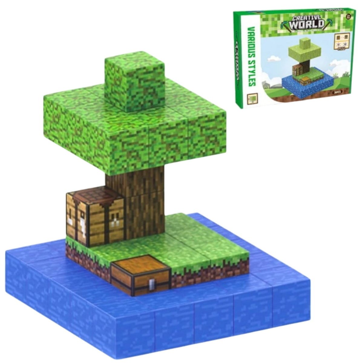 Klocki Magnetyczne Minecraft 38 Elementów + Figurka