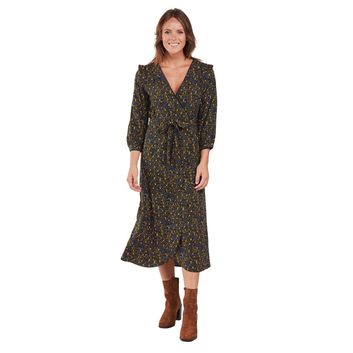 Sukienka damska Vila Vizugi midi wiązana ze wzorem-S