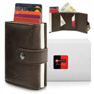 Portfele - Automatyczny PORTFEL na Karty z Ochroną RFID Wysuwany Pako Jeans BRĄZOWY - miniaturka - grafika 1
