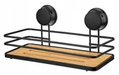 Wieszaki łazienkowe - Półka Maxim Z Przyssawkami Czarna Stal + Bambus - miniaturka - grafika 1